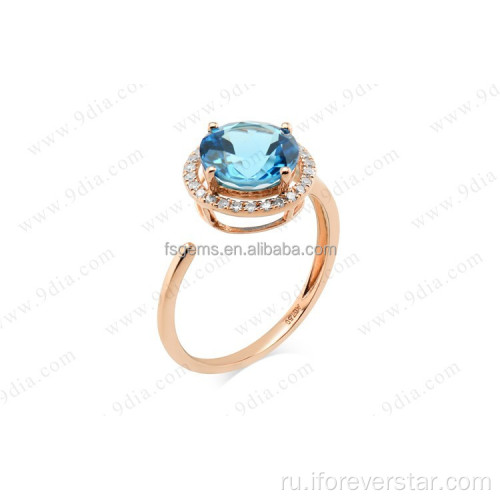 Blue Topaz 14k 2 грамм Золотое кольцо Дизайн